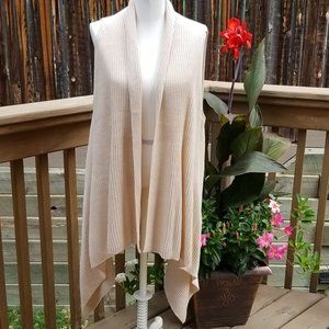 LOFT Beige Rib Knit Vest